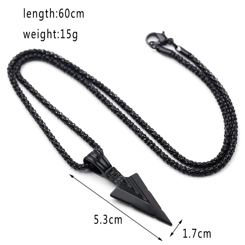 Men's Design Matte Black Long Necklace with Arrow Pendant Jewelry Chain Punk Rock Christmas Halloween Neck Chain For Men Women