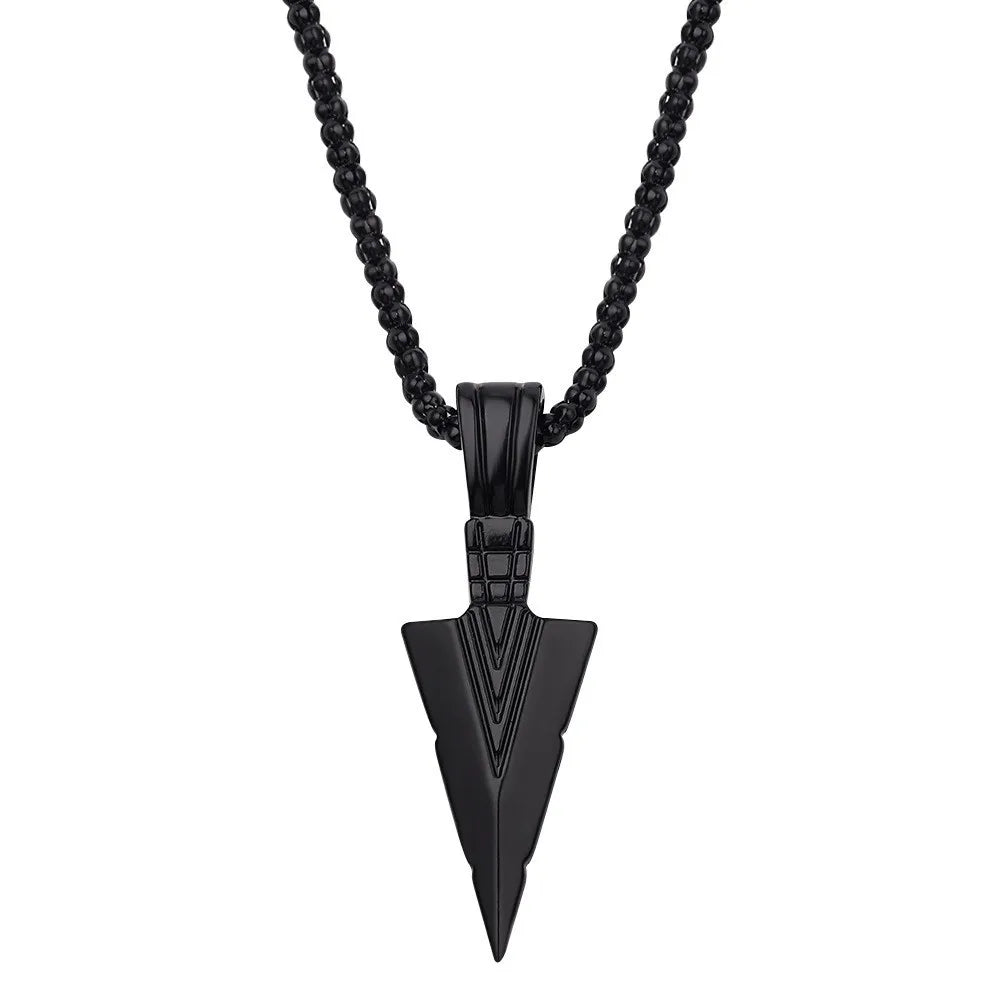 Men's Design Matte Black Long Necklace with Arrow Pendant Jewelry Chain Punk Rock Christmas Halloween Neck Chain For Men Women