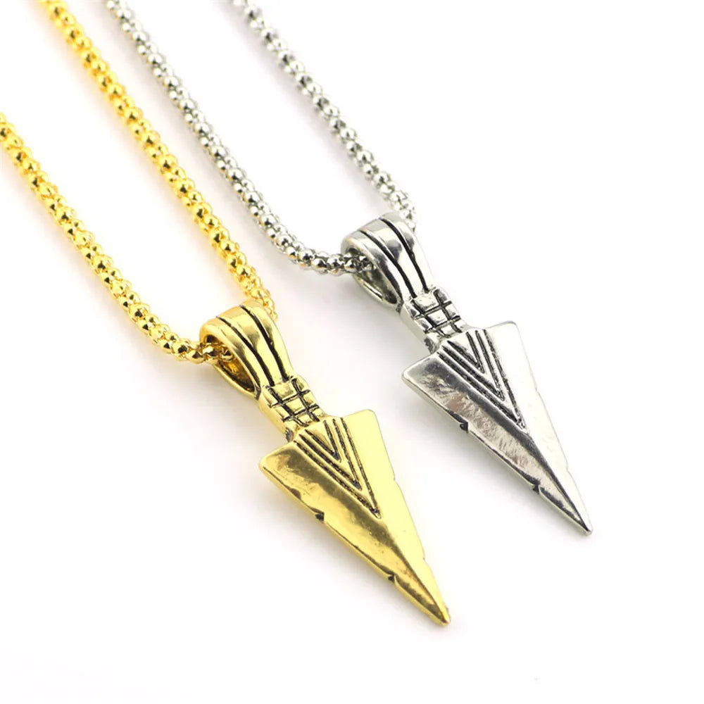 Men's Design Matte Black Long Necklace with Arrow Pendant Jewelry Chain Punk Rock Christmas Halloween Neck Chain For Men Women