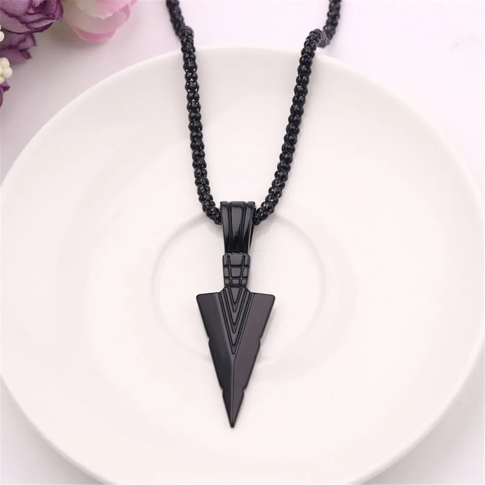 Men's Design Matte Black Long Necklace with Arrow Pendant Jewelry Chain Punk Rock Christmas Halloween Neck Chain For Men Women