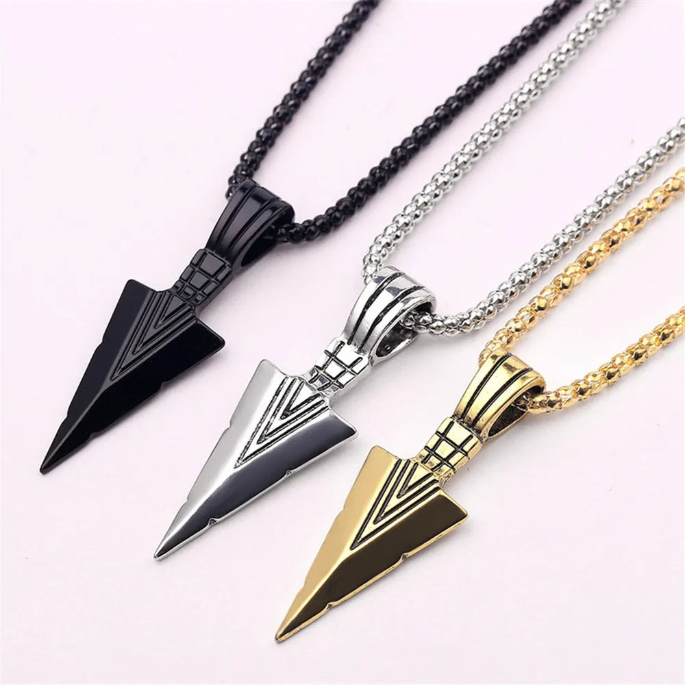 Men's Design Matte Black Long Necklace with Arrow Pendant Jewelry Chain Punk Rock Christmas Halloween Neck Chain For Men Women