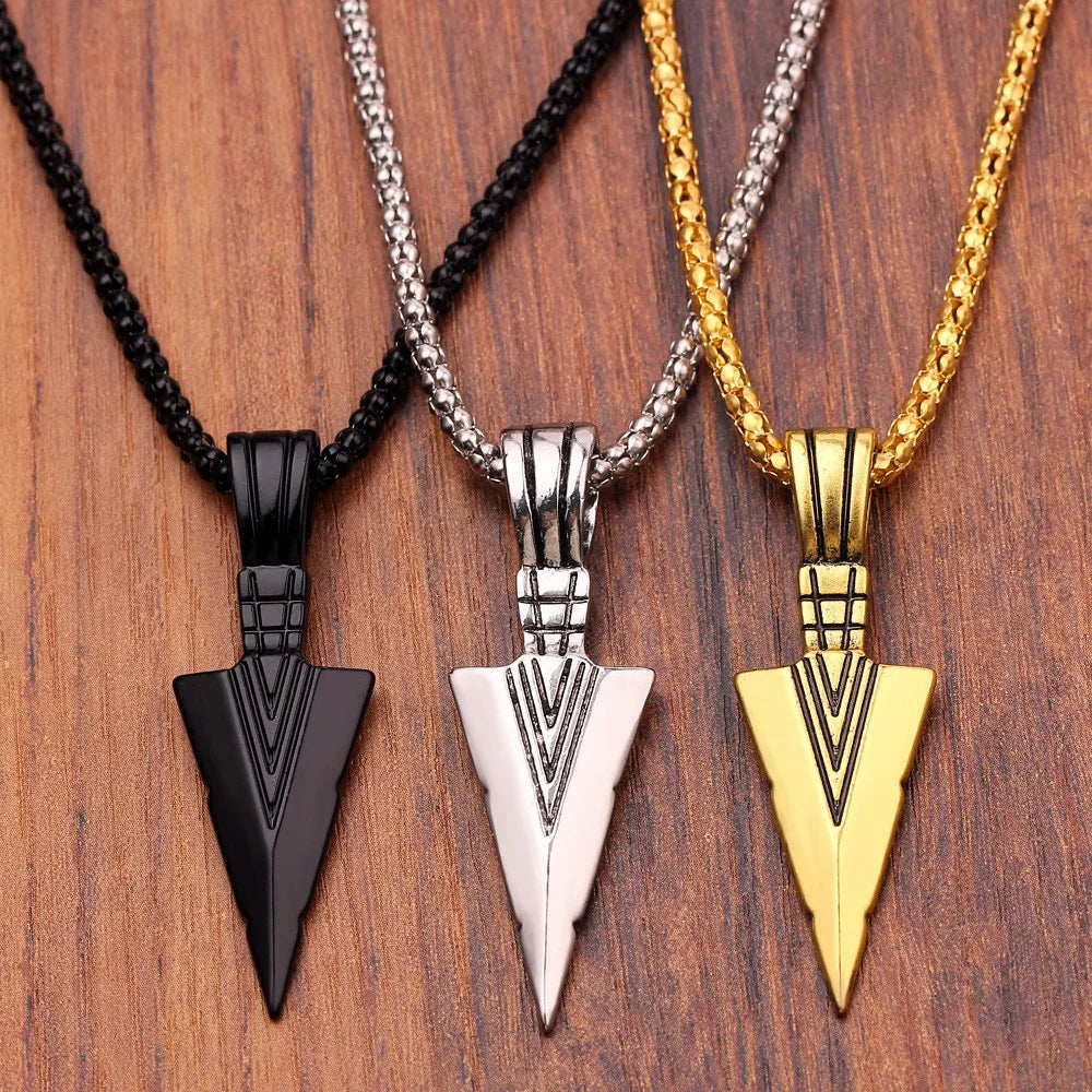 Men's Design Matte Black Long Necklace with Arrow Pendant Jewelry Chain Punk Rock Christmas Halloween Neck Chain For Men Women