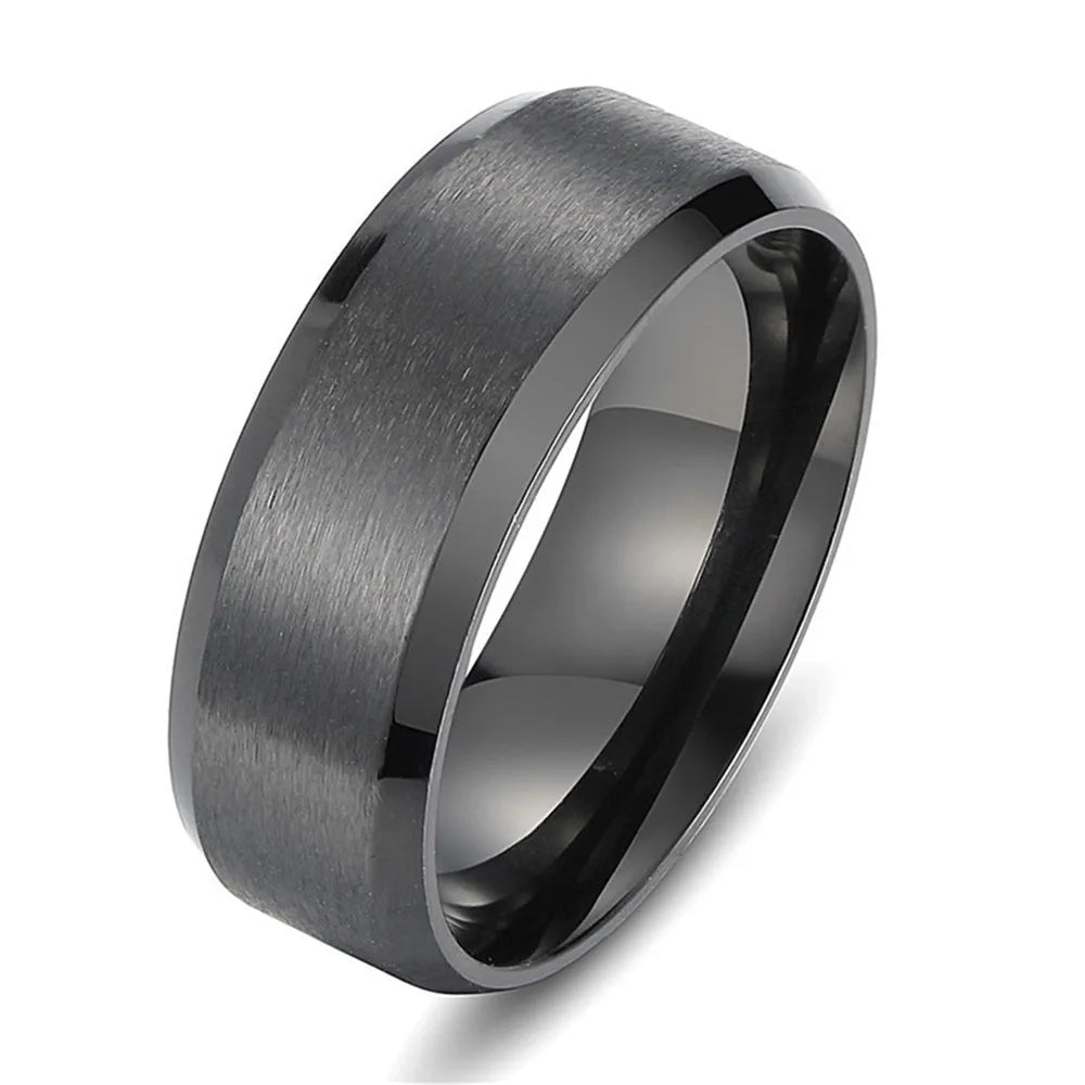 JUCHAO Classic Ring Men Titanium Black Men Jewelry Wedding Bands Boyfriend Gift Dropshipping