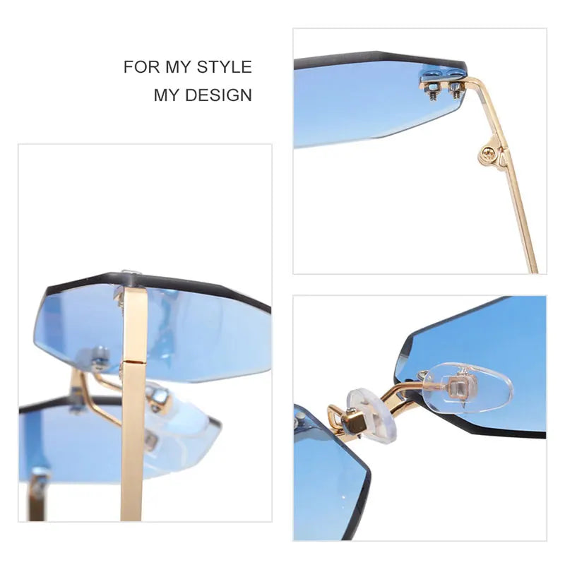 CATERSIDE 2022 Fashion Lady Sunglasses Irregular Trend Rimless Sun Glasses Polygon Small Frame Eyeglasses Oculos De Sol UV400