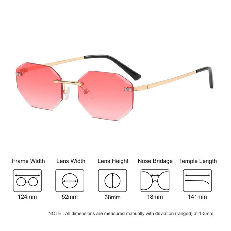 CATERSIDE 2022 Fashion Lady Sunglasses Irregular Trend Rimless Sun Glasses Polygon Small Frame Eyeglasses Oculos De Sol UV400